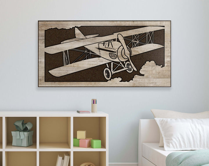 Airplane wood wall art. Wall decor for aviation, pilot, kids, nursery, or bedroom.