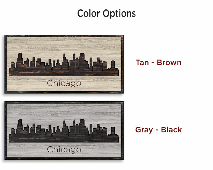 Chicago Illinois City Skyline Custom Wood Wall Art Carved with CNC Machine