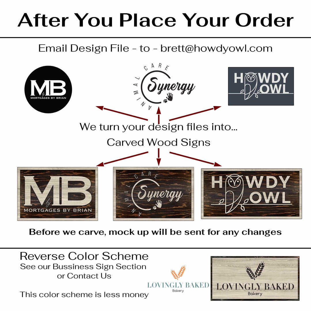 Custom Business Signs Carved into Wood made with your company logo