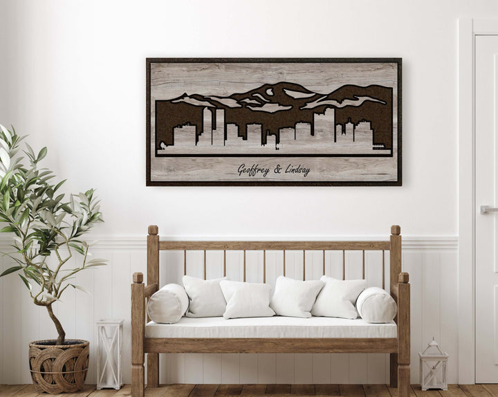 Denver Colorado Skyline Wood Wall Art