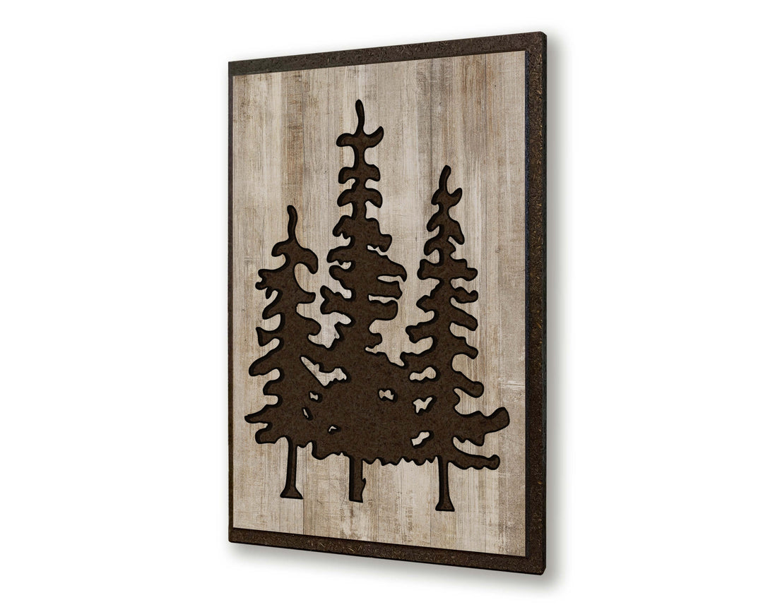 evergreen tree wood wall art