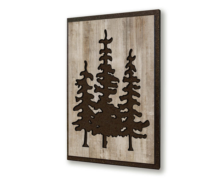 evergreen tree wood wall art