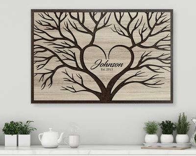 Family Name Sign | Abstract Tree Wood Wall Art Howdy Owl 
