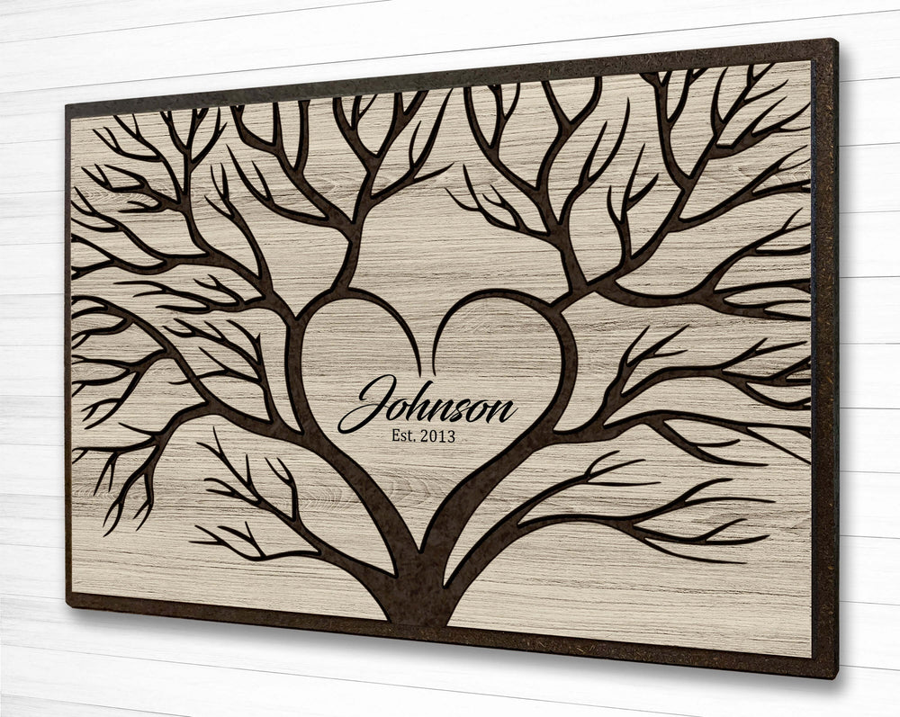 Family Name Sign | Abstract Tree Wood Wall Art Howdy Owl 