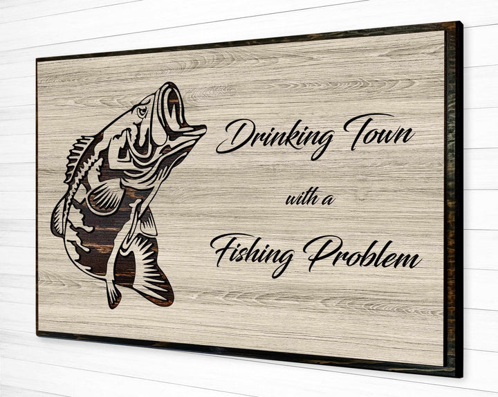 Fishing and drinking custom wood quote sign