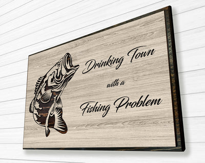 Fishing and drinking custom wood quote sign