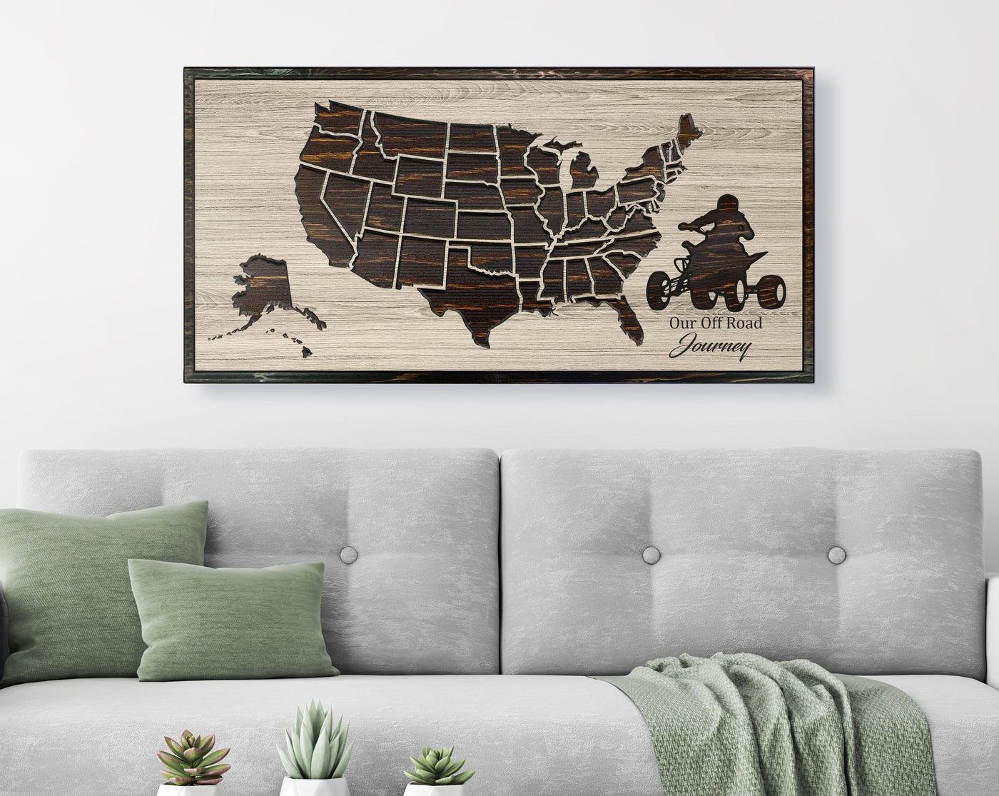 4 Wheeler US Map Wood Wall Art