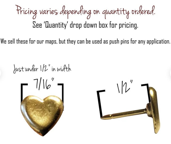 metal heart push pins