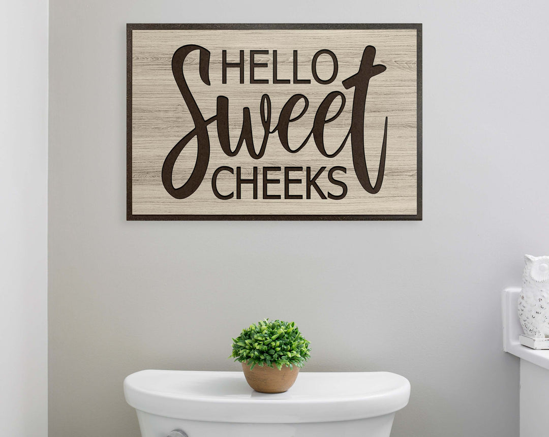 Bathroom Wall Decor - Rustic Vintage Wood Farmhouse Sign