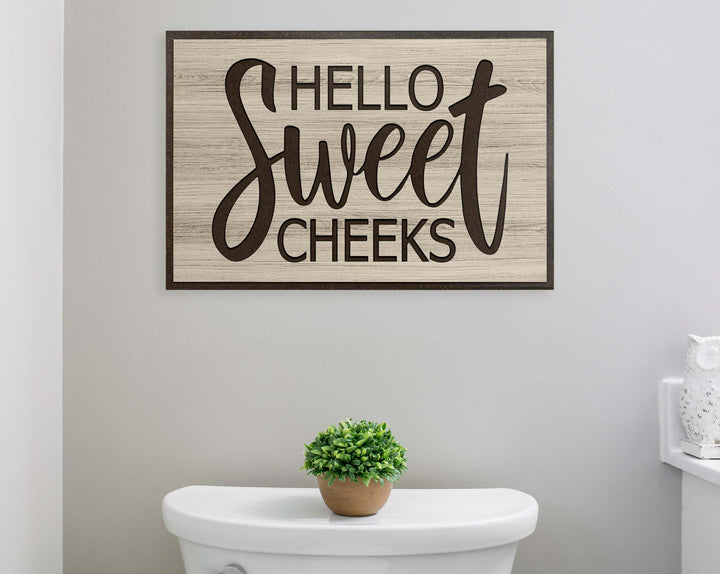 Bathroom Wall Decor - Rustic Vintage Wood Farmhouse Sign