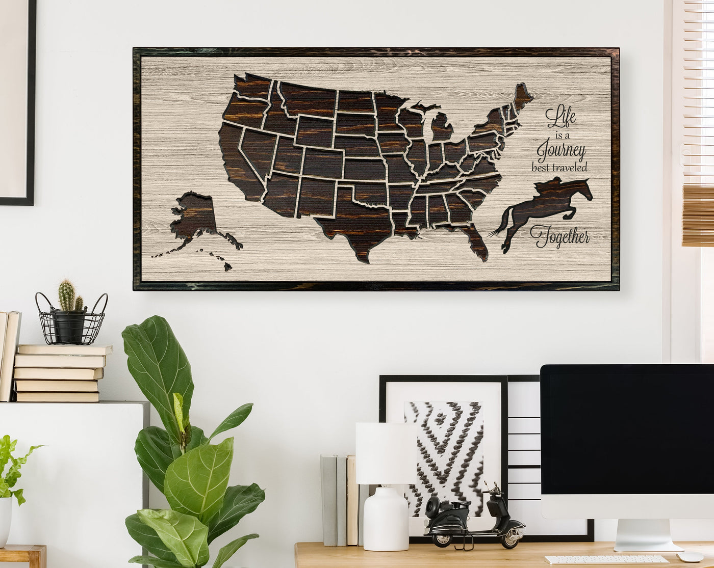Dressage US Map Wood Wall Art