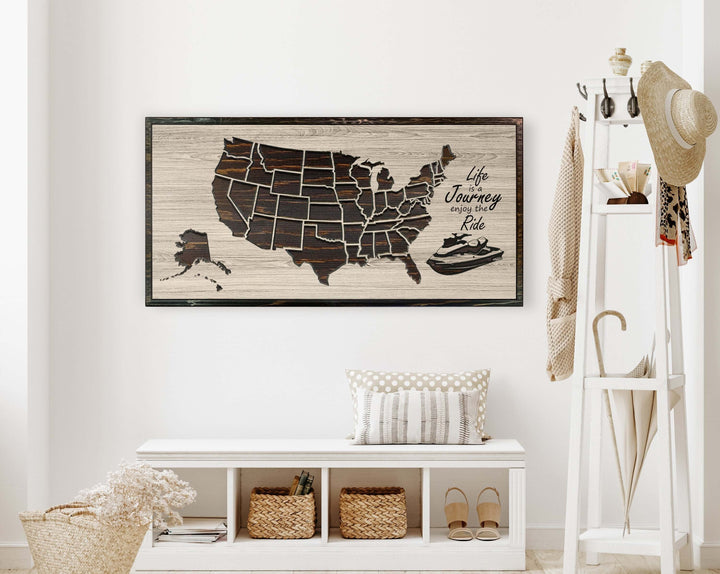 Jet Ski US Map Wood Wall Art