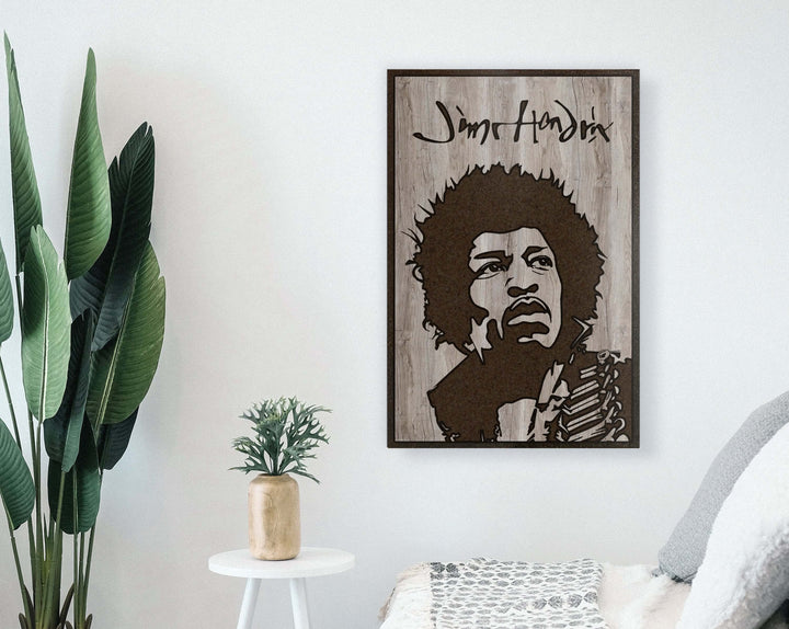 jimi hendrix wood wall art