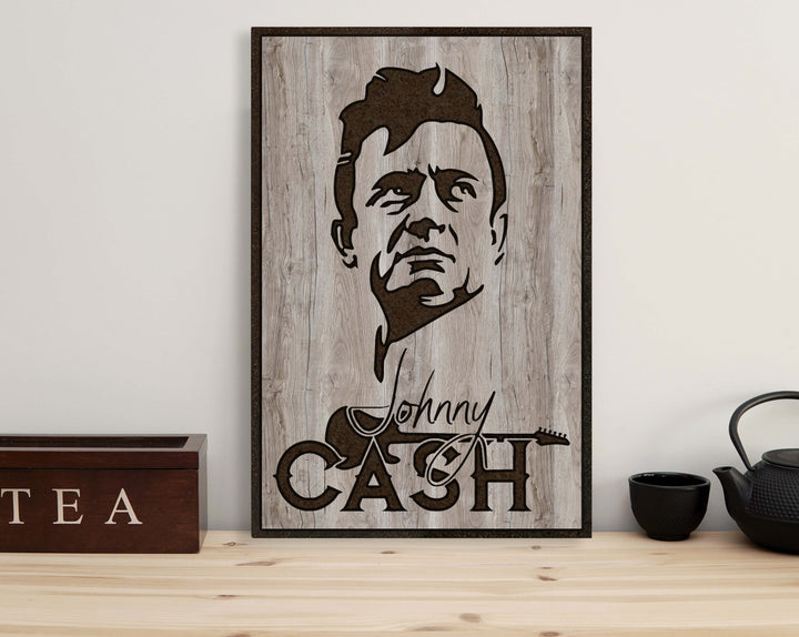 johnny cash wood wall art