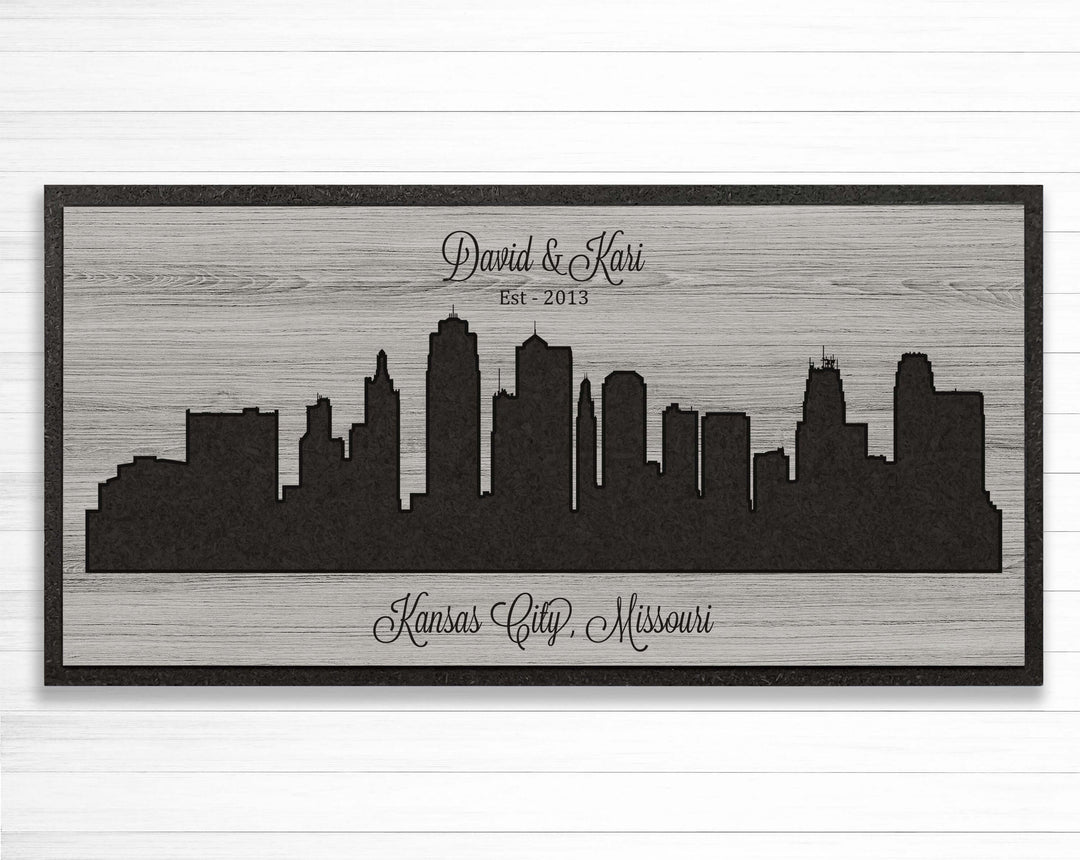 kansas city skyline wood wall art