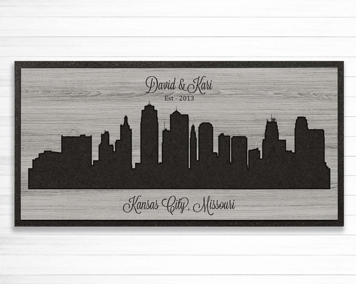 kansas city skyline wood wall art