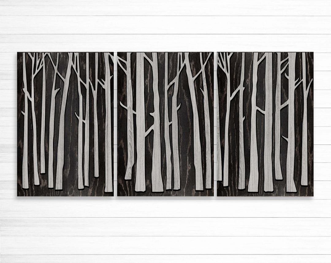 Large Birch Tree Wood Wall Art Carved