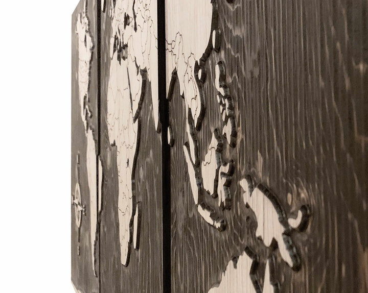Large Push Pin World Map Wood Wall Art Carved