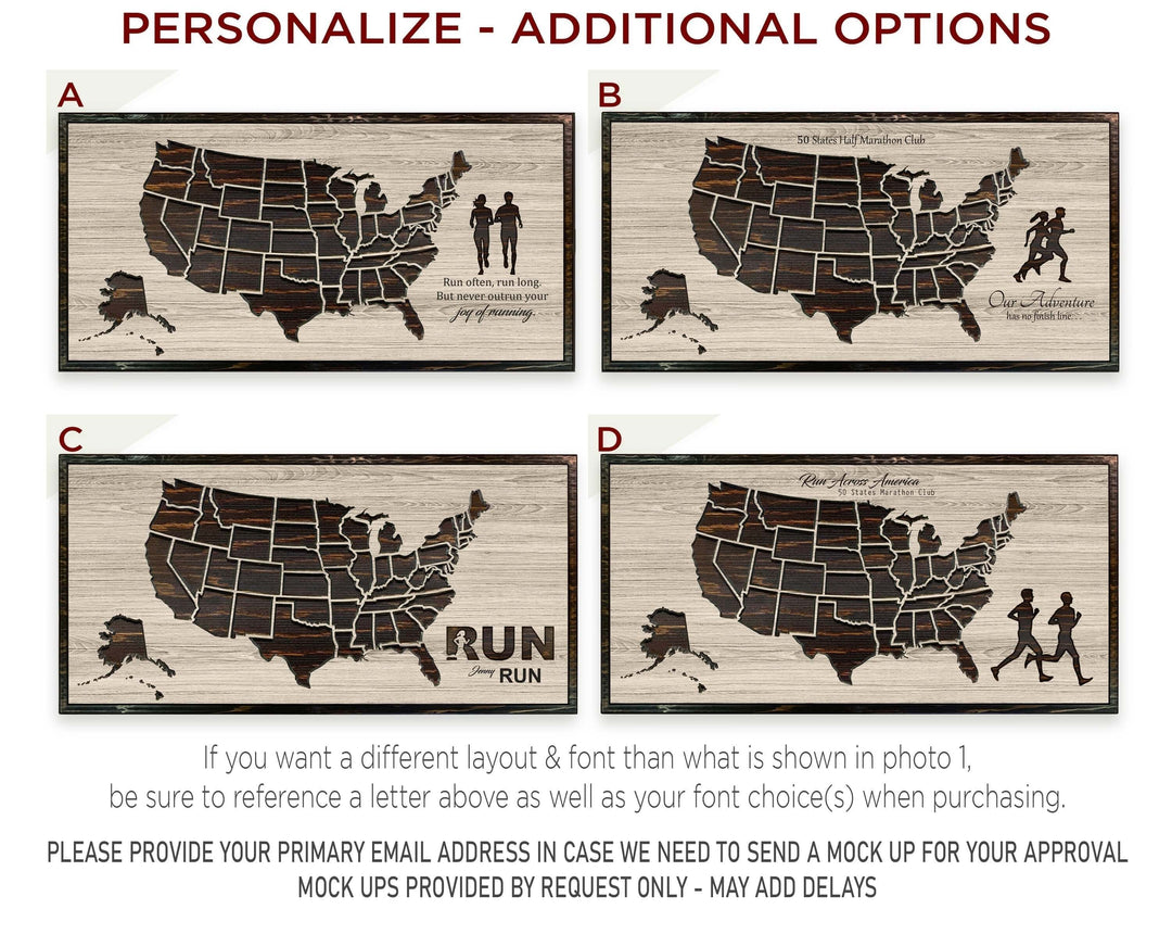 Personalized Custom US Running Map