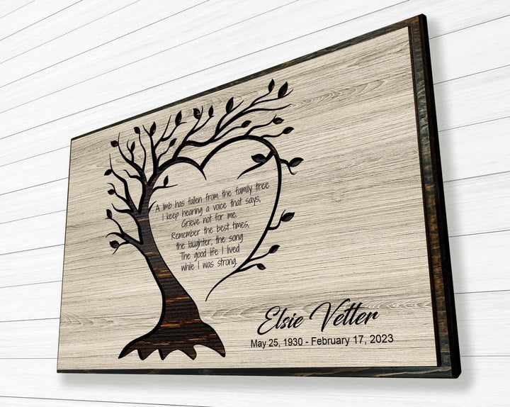 Memorial sign for loved one - Commemorate, honor, pay tribute, and celebrate life - family tree