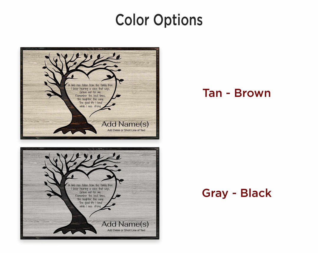 Memorial sign for loved one - Commemorate, honor, pay tribute, and celebrate life - family tree