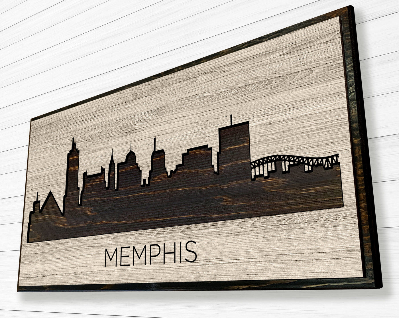 Memphis Tennessee City Skyline Custom Wood Wall Art Carved with CNC Machine