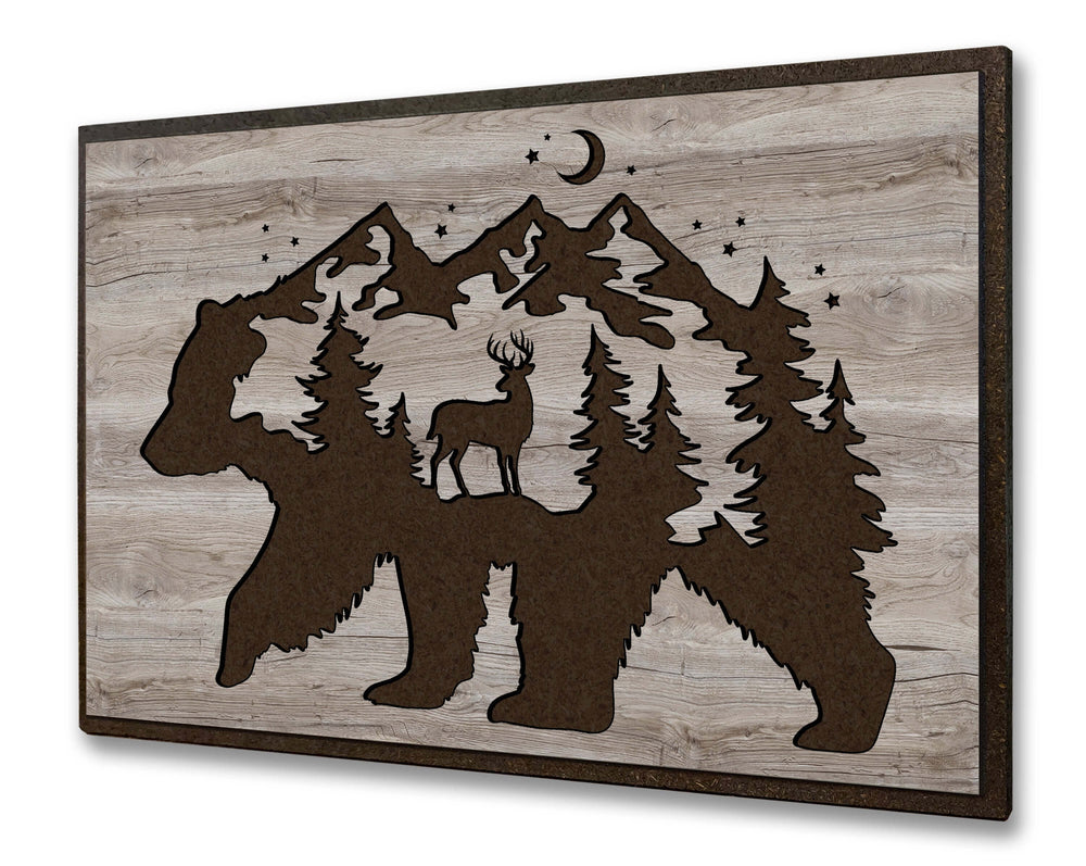framed bear wood wall art