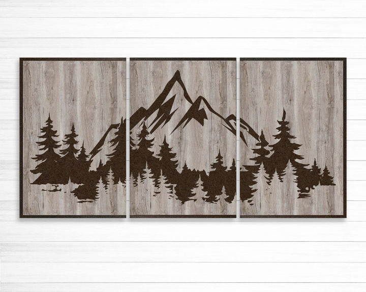 mountain wood wall art