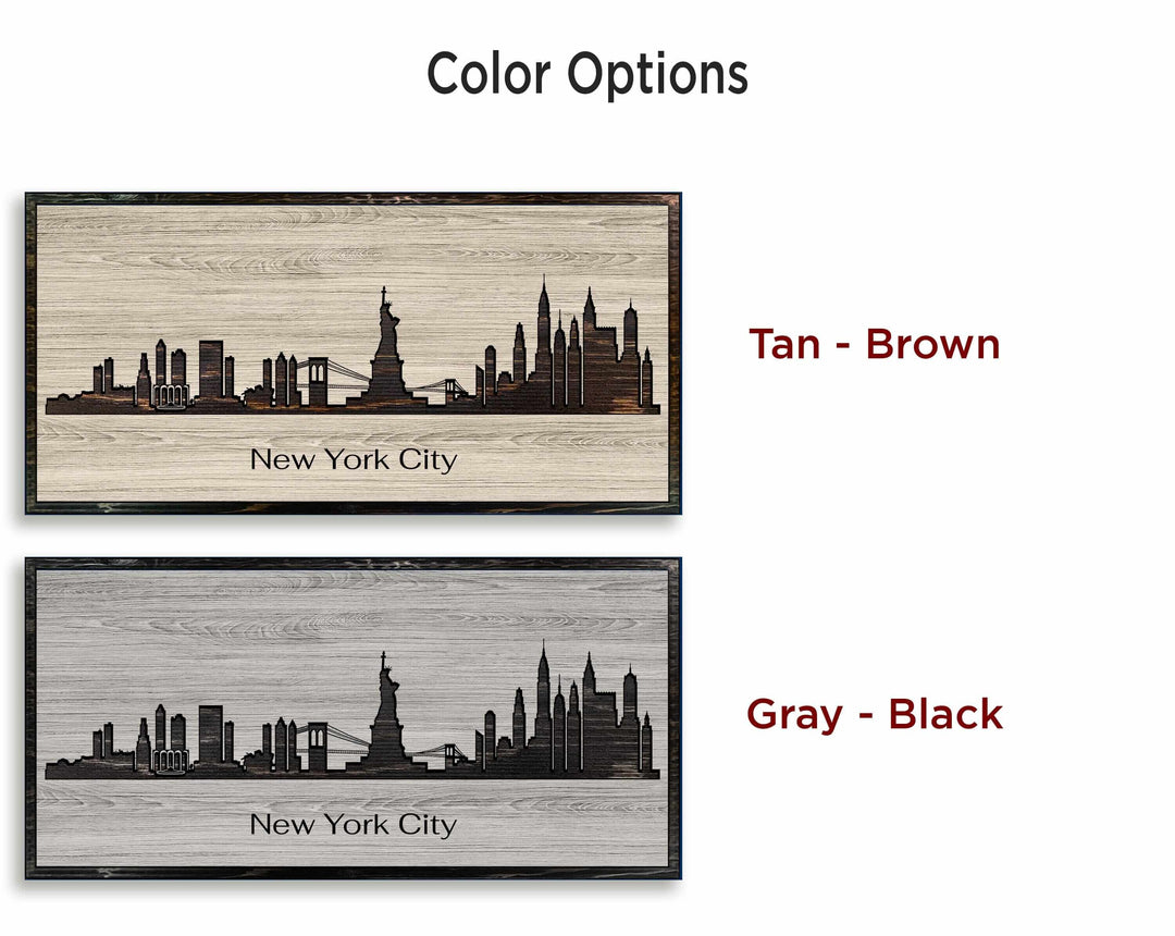 New York City Skyline Custom Wood Wall Art Carved with CNC Machine