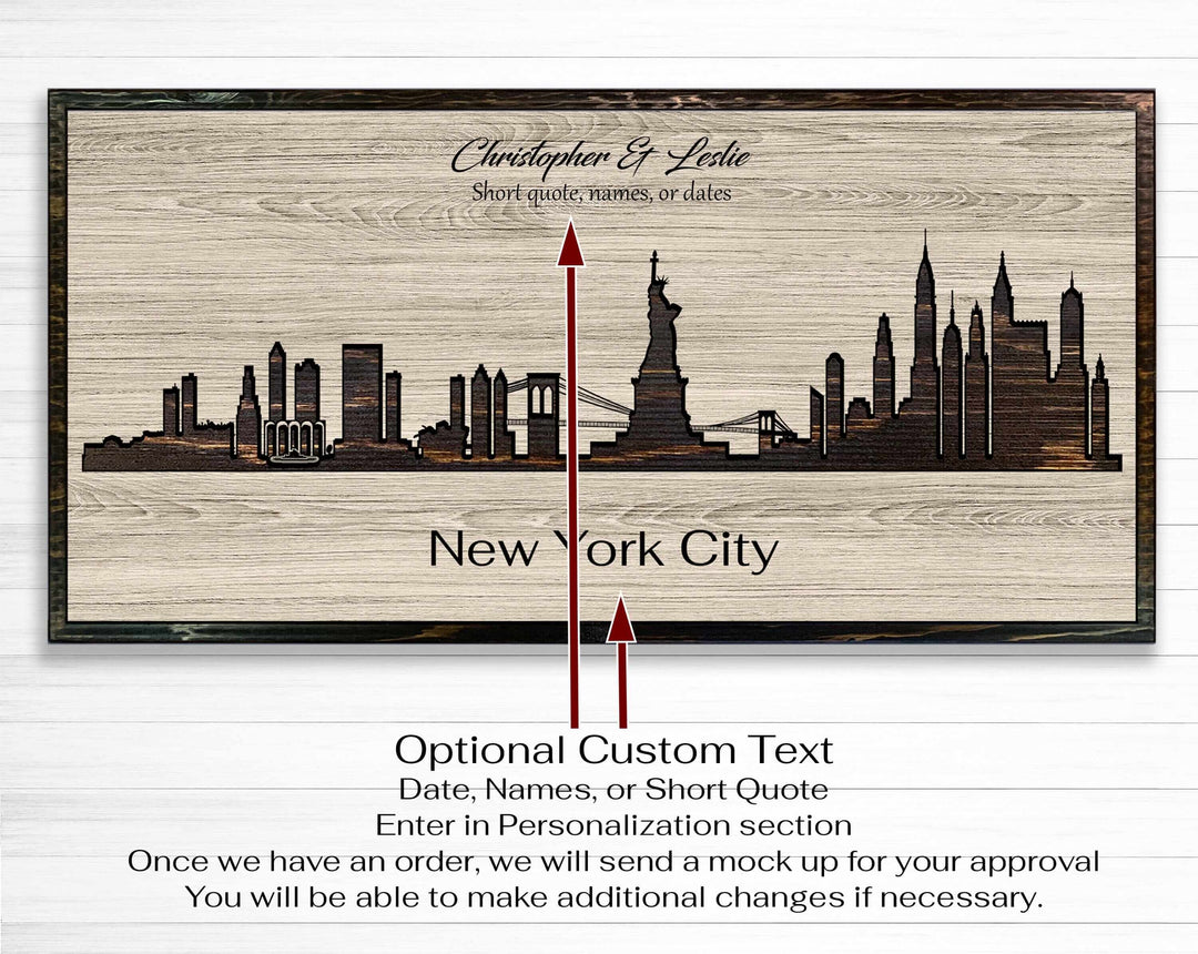 New York City Skyline Custom Wood Wall Art Carved with CNC Machine