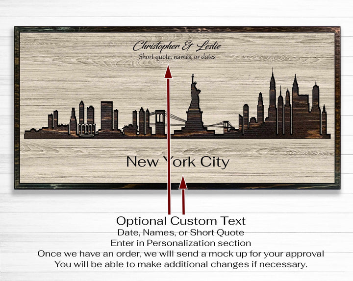 New York City Skyline Custom Wood Wall Art Carved with CNC Machine