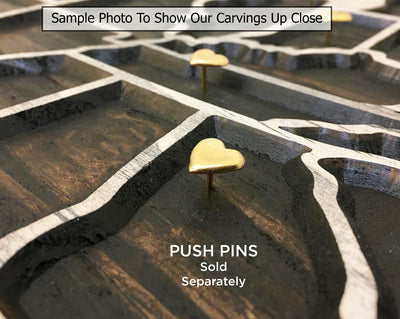 North American push pin map wood wall art