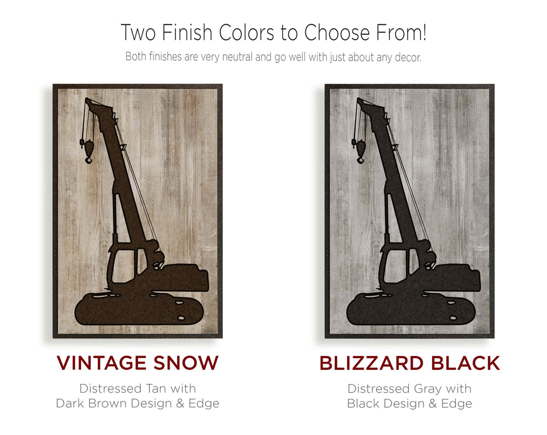 crane picture construction equipment wood wall art