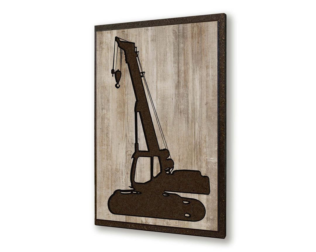 crane picture construction equipment wood wall art