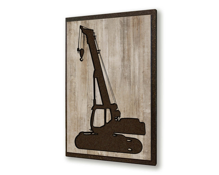 crane picture construction equipment wood wall art