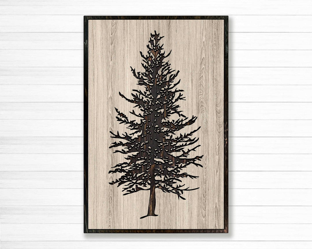 Custom Pine Tree Wood Wall Art: Handcrafted with precision, this stunning wood wall art features a beautifully carved evergreen tree design. Personalize with names, dates, or a special message for a heartfelt touch. A perfect addition to any room&