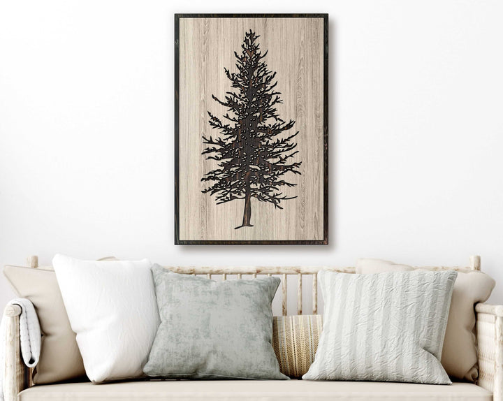 Custom Pine Tree Wood Wall Art: Handcrafted with precision, this stunning wood wall art features a beautifully carved evergreen tree design. Personalize with names, dates, or a special message for a heartfelt touch. A perfect addition to any room&