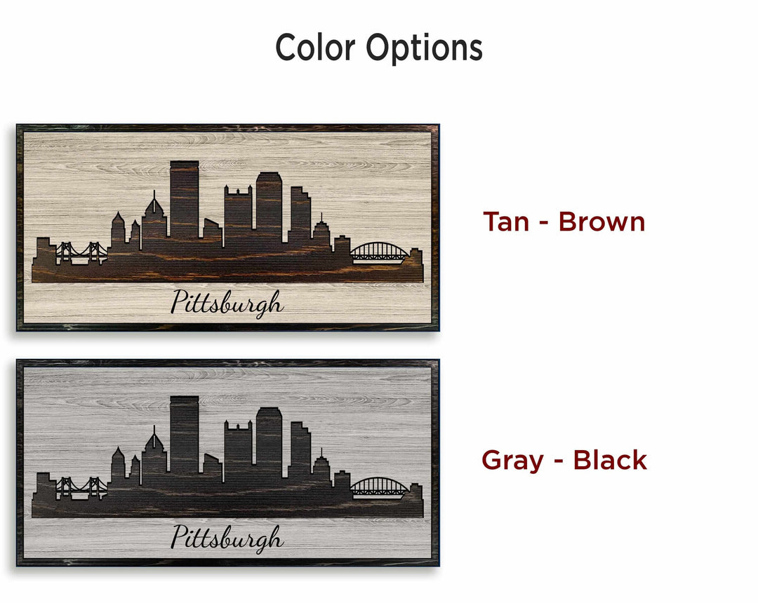 Pittsburgh Pennsylvania City Skyline Custom Wood Wall Art Carved with CNC Machine