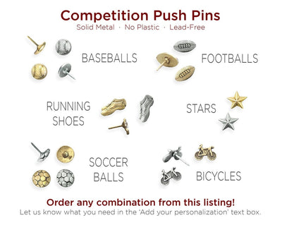 Solid Metal Push Pins for US and World travel maps. Custom, decorative pins for most any type of travel