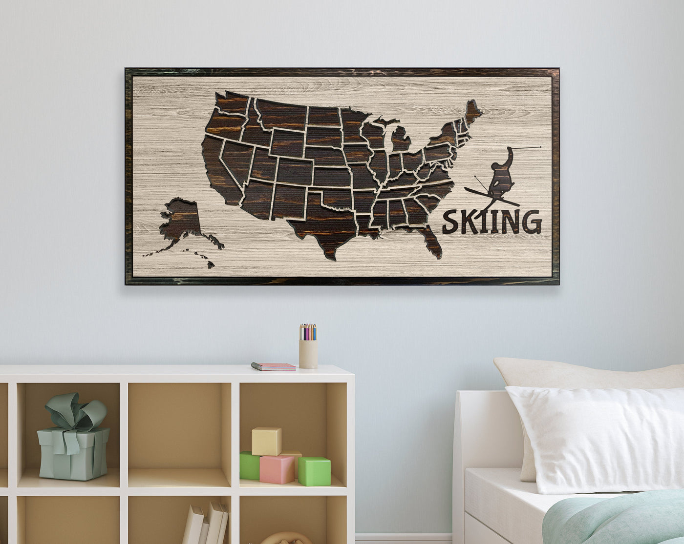Snow Skiing US Map Picture