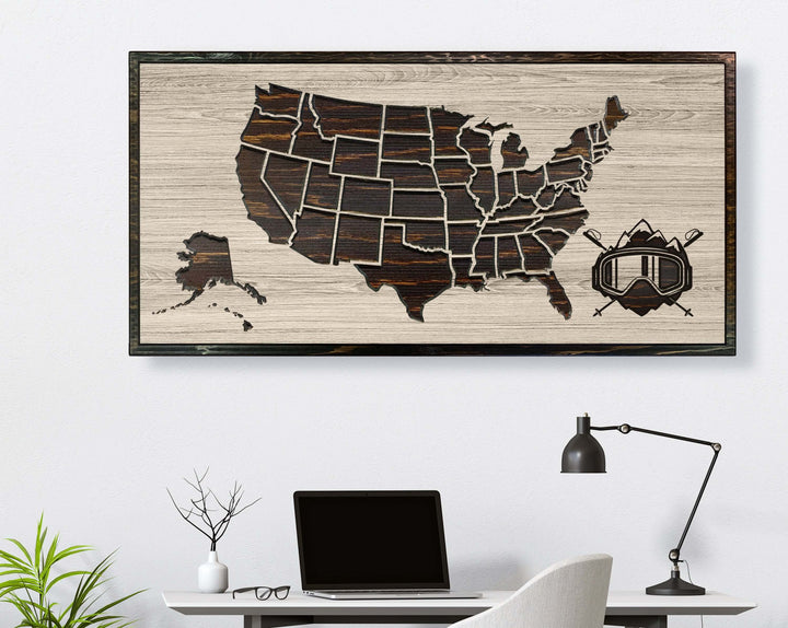 Skiing US Map Picture