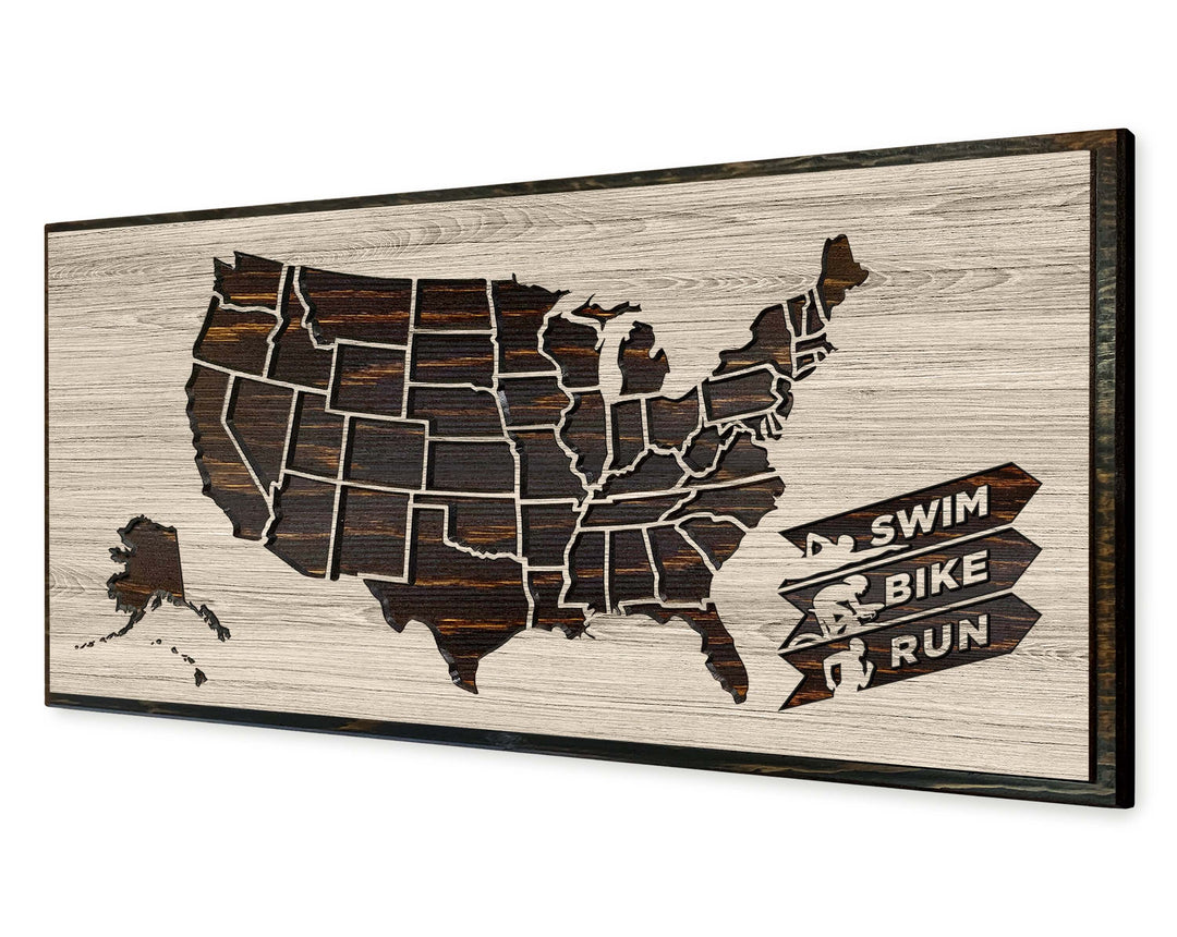 Swim Bike Run Triathalon Pin Map