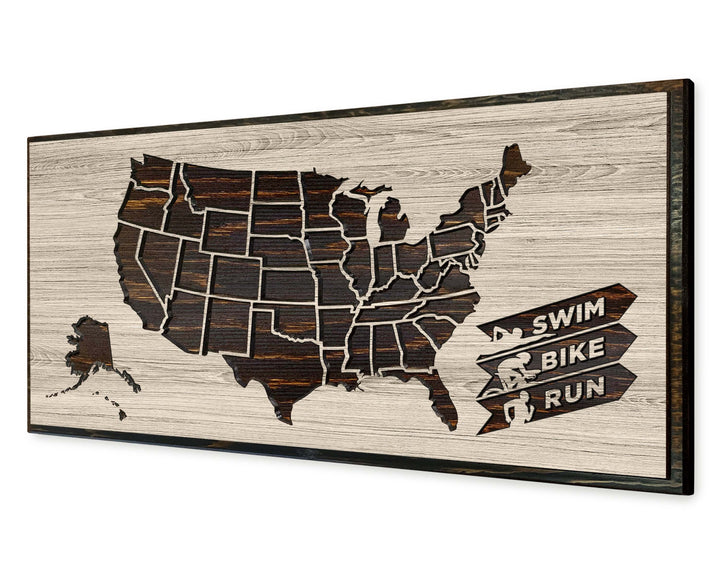 Swim Bike Run Triathalon Pin Map