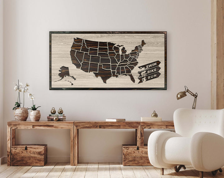 Triathalon US Map Wall Art