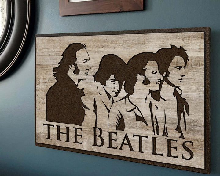 the beatles wood wall art