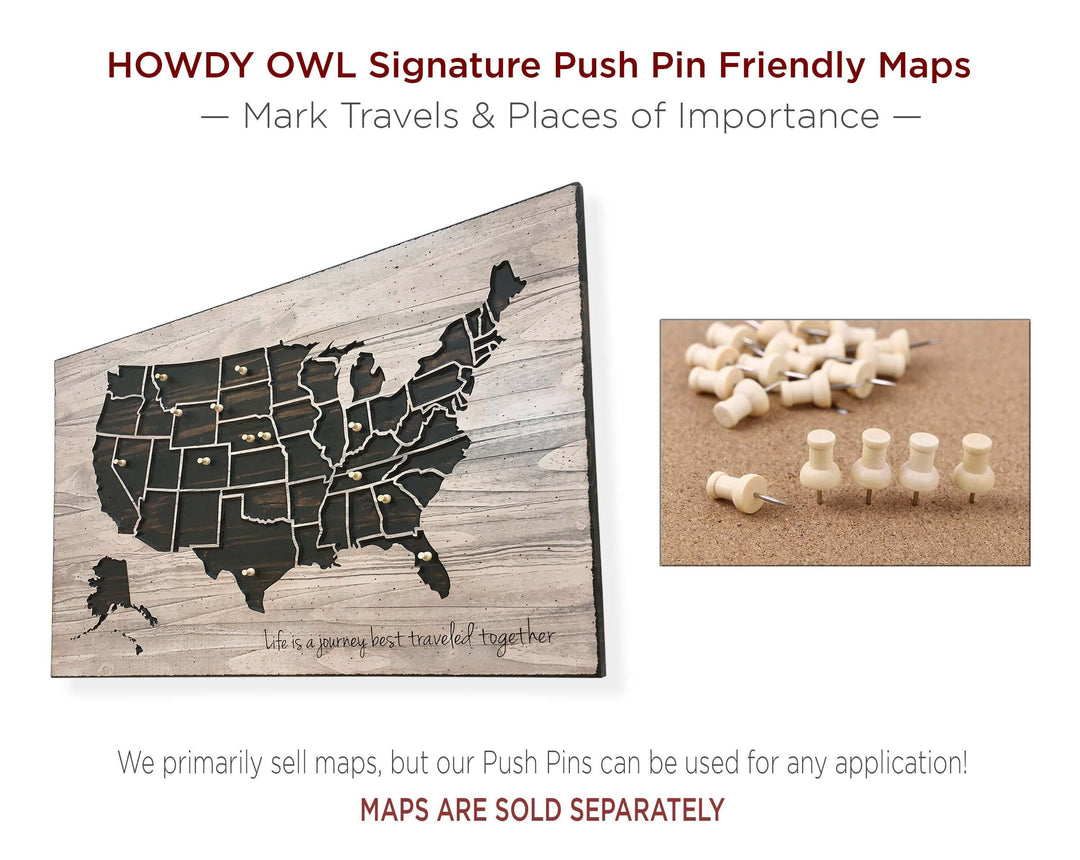 Traditional Wooden Push Pins (Bulk Pricing) Push Pins Howdy Owl 
