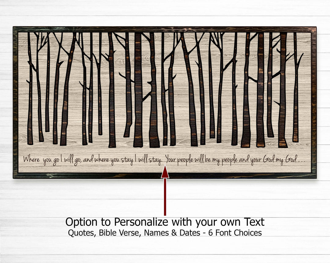 Birch tree wood wall art - Custom nature art