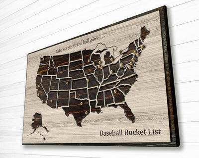 Baseball Bucket List Push Pin Map