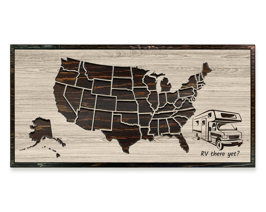 US Push Pin Map Camping Wall Art