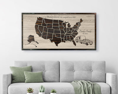 US Camping Map Wall Decor | Customize Text & Image US Map Howdy Owl 